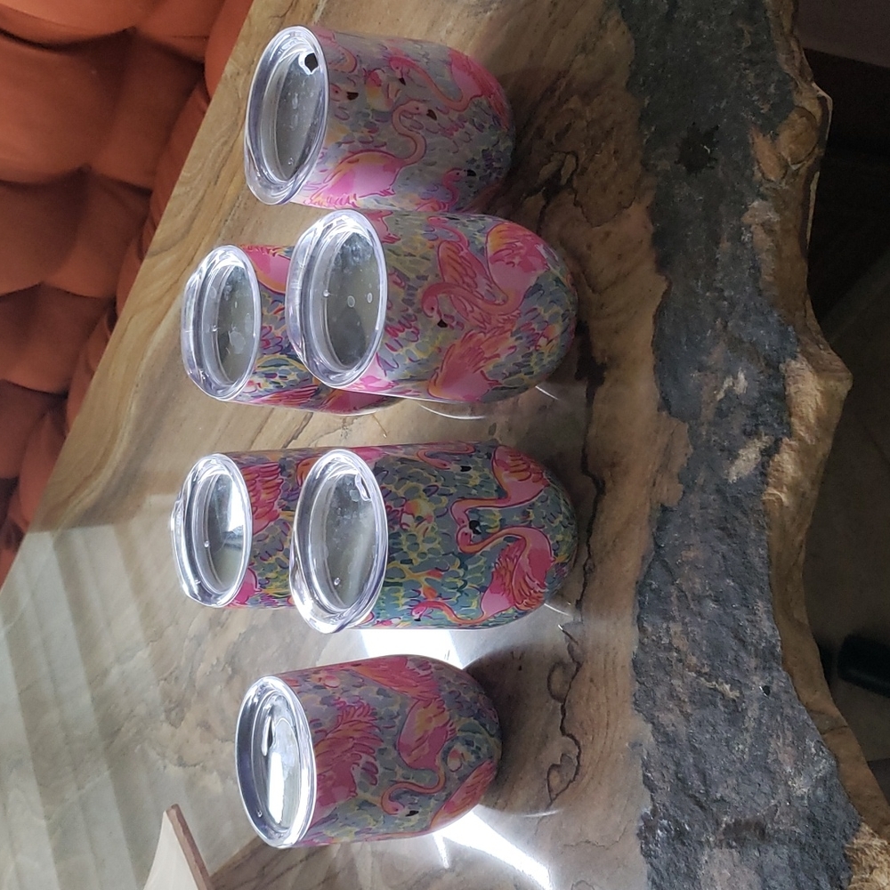 Set of 6 Lily Pulitzer Cups with Lids - Picture 1 of 5